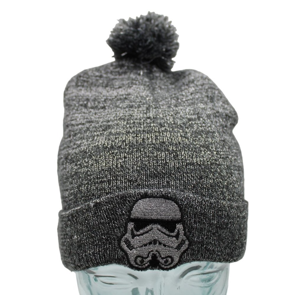 Star Wars Stormtrooper Pom Beanie Winter Hat Skull Cap OSFM Embroidered